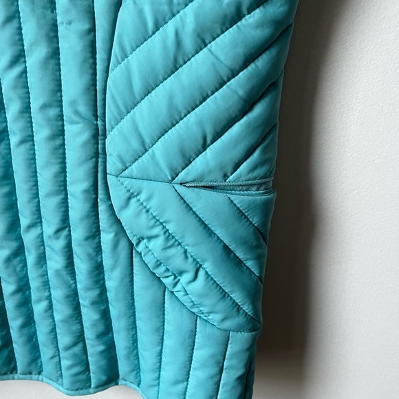 Orvis Womens Size XL Quilted Vest Gilet Pastel Aqua Green Snap Closure Pockets - Picture 4 of 8